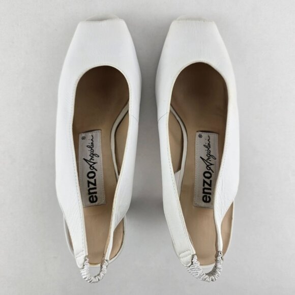 Enzo Angiolini Women's White Leather Slingback Peep Toe Heeled Shoes Size 6B - Picture 5 of 16